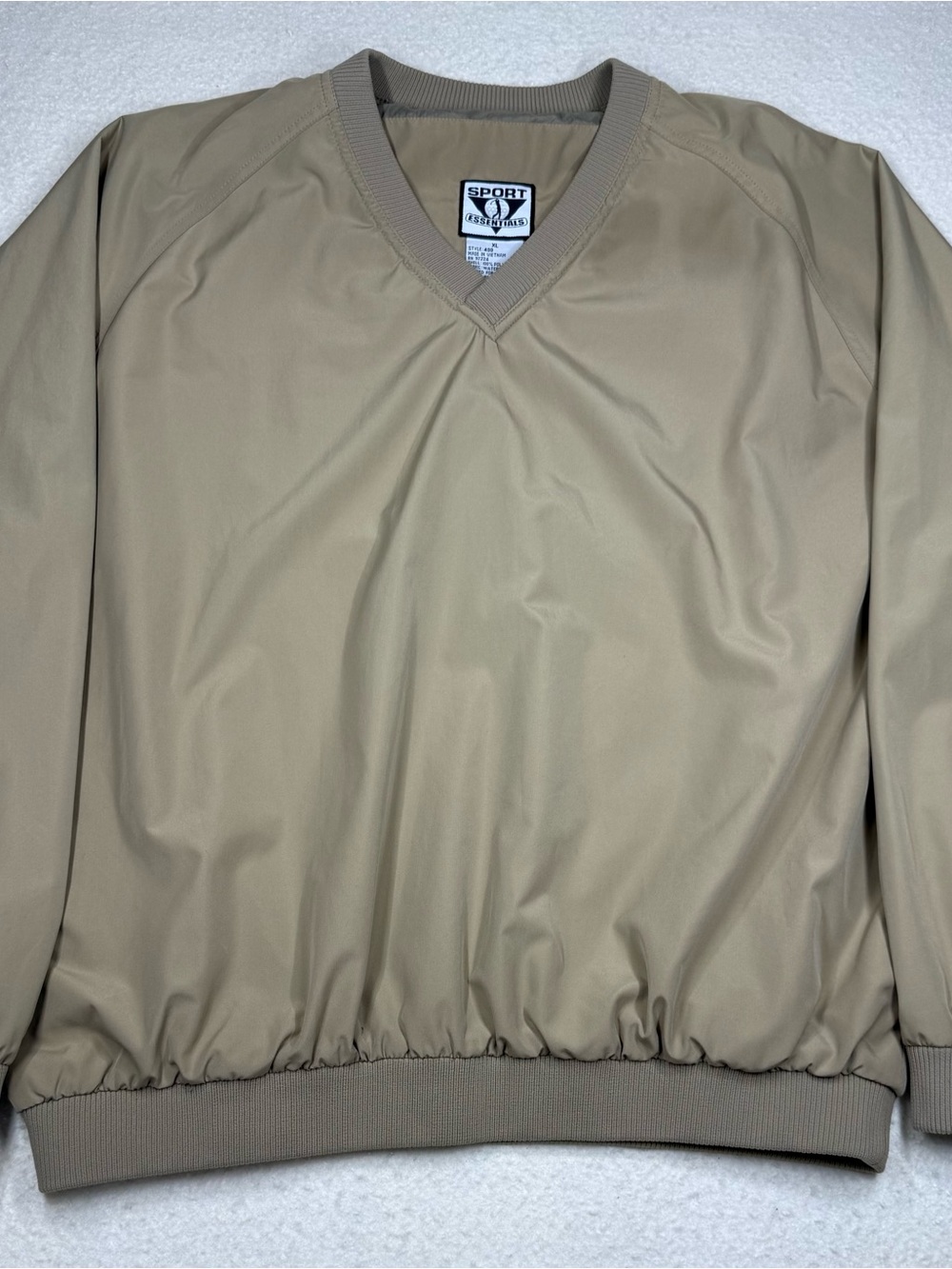 Sport Essentials Mens XL Beige Golf Windbreaker Pullover V Neck Pullover